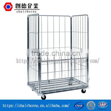 Zinc-plated demountable foldable flexible application steel roll cage containers