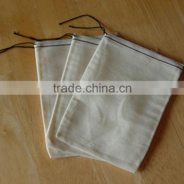 Cotton Muslin Drawstring Bag with black drawstring