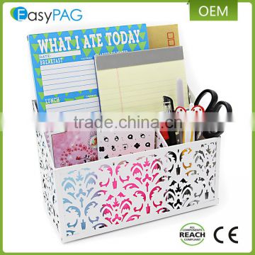 3 compartment mesh desk organizer with file / card / pen holder document letter tray