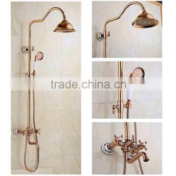 New arrival in wall rose gold rainfall shower head shower set