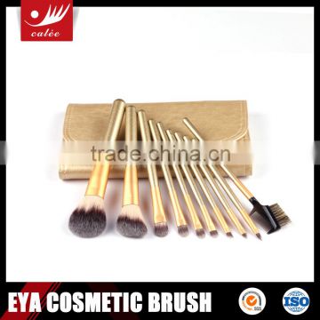 Hign Quality Handle 10-pieces Golden Makeup Brush Set with golden bag