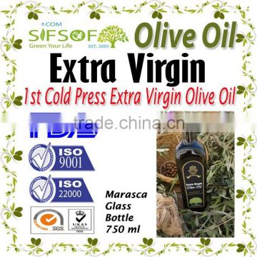 Extra Virgin Olive Oil.1st Cold Press Olive Oil. Extra Virgin Olive Oil with FDA Certifications. 750 ml Marasca Bottle Olive Oil