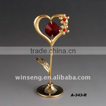 24K gold/silver plated heart shape flower home decoration