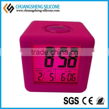 Square alarm clock, silicone promotional clock, smart lovely table clock