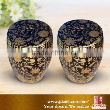 2016 jingdezhen black and gold stool porcelain