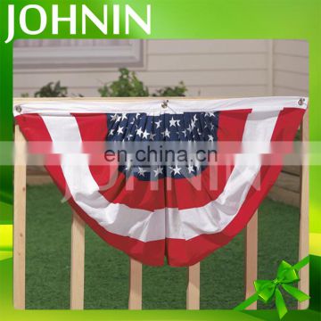 OEM Silk Screen Printing Pleated Fan American Bunting Flag For Fence Decoration