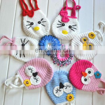 Crochet Girls Kitty Cat White Pink Small Bag, Girls Knitted Wallet