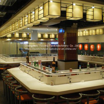 Stainless Steel With LED Light Sushi Train Conveyor Belt For Buffet Restaurants
