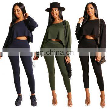 2020 Bodycon High-Waisted Top and Pencil Pants Two-Piece Suit Women Clothing