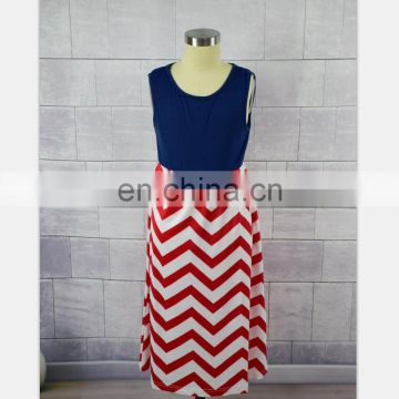 2019 wholesale summer baby girl long maxi denim blue red chevron mommy and me dresses (this link for WOMAN)