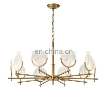 Modern decorative gold metal led round hanging chandelier pendant light