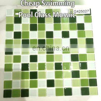 green and white crystal mosaic tiles swimming pool glass mosaic tiles splash back hot melted pool mosaics tiles