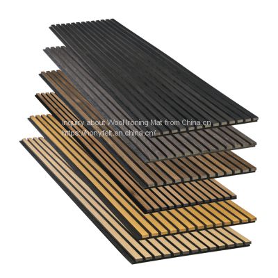 Soundproofing Materials Laminated PET Felt and Wood Veneer MDF Wood Slat Acoustic Panel for Wall and Ceiling