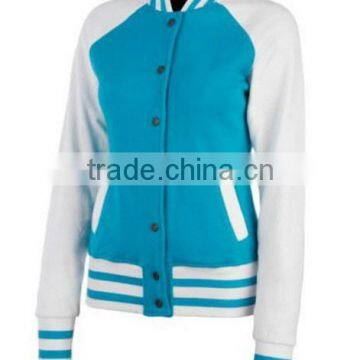 two tone color winter jacket custom wholesale varsity jacket for ladies