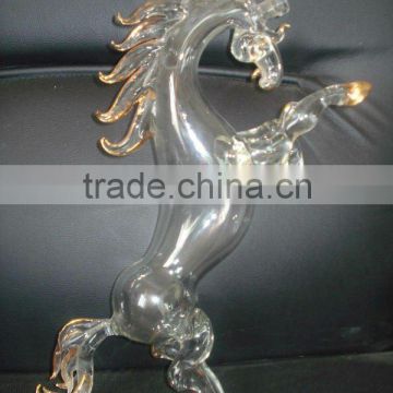 art glass bottle horse