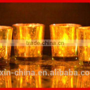 Candle Glass Holders Tea Light Silver Mercury Votive Set of 4 Tealight Holder