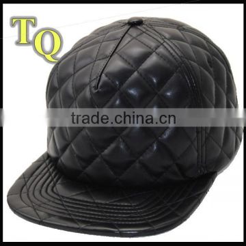 high quality leather foam snapback hats/ leather plain snapback cap