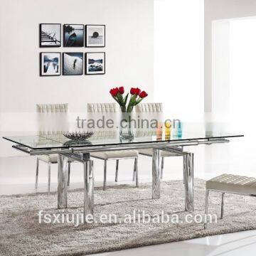 L808A luxury home furniture extendable glass top dining table set