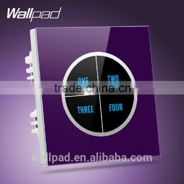 HOT Sales Wallpad Benz LED Light UK Purple Crystal Glass Touch switch 110~250V 4 gang 1 way Touch Screen Light Wall Switch                        
                                                Quality Choice
