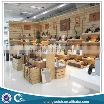 2016 new style wood trade show wooden flooring shoe display stands