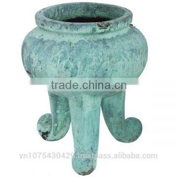 Round Blue Ancient, vietnam ceramic flower pots, ceramic plant pots