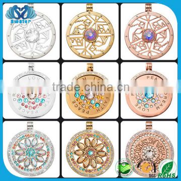 Wholesale Alibaba Stainless Steel Coin Locket Diamond Necklace