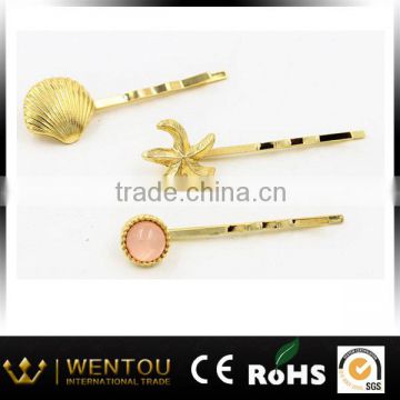 Gold Plate Shell and Starfish Charm Fancy Bobby Pins