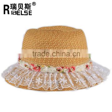 fashion lace kids hat paper straw hat