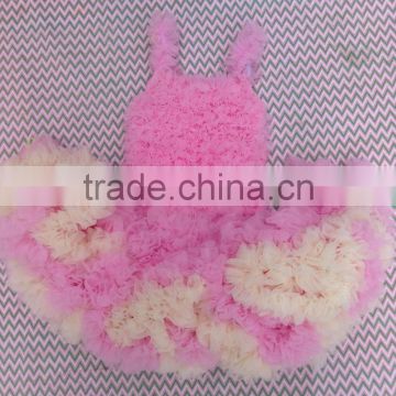 2015 hot sale baby girl light pink ruffle swing top matching colorful ruffle tutu pettiskirt outfit