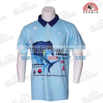 100% polyester fishing jersey / mens dry fit short sleeve outdoor fishing shirts for men