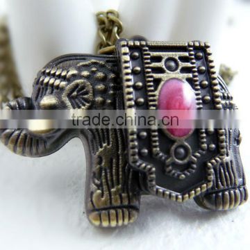 free shipping!!!36mm*28mm cartoon Elephant pendant pocket watch @ mixed Antique Bronze Mechanical Locket Watch pocket