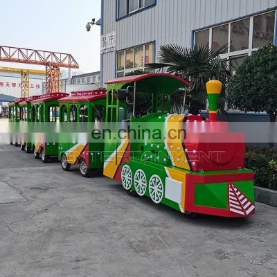 Kids and adult park game rides amusement tourist trackless train for sale