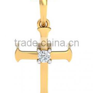 2016 latest design mens high end yellow gold plated diamond cross pendant necklace cheap price