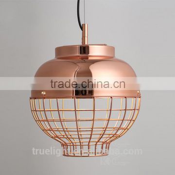 hanging lamp with iron line cage for home decor chandelier china supplier