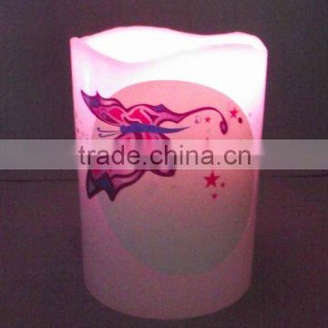LED wax candle light with pattern printed