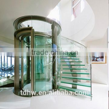 luxurious tempered glass curved staircase