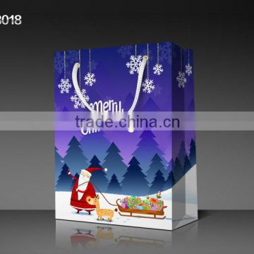 2013 New Arrival Christmas Cardboard Paper Shopping Gifts Bag With Drawstring Cord Ribbon Handles SD13018