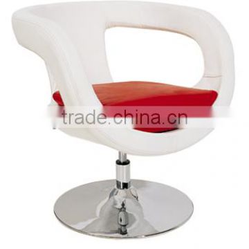 Red Fabirc upholstered chrome steel swivel base modern chair