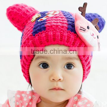 MZ3106 Soft Cute Warm Baby Winter Hat cat modeling Knit Art Kids Caps