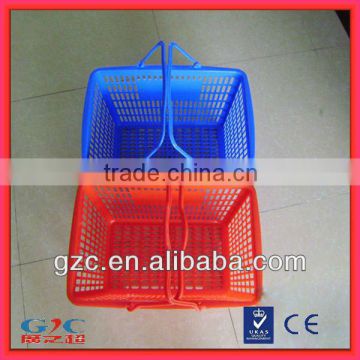 Hot Handheld 30L Plastic Shopping Basket with Double Plastic Handles for Supermarket Retail Store