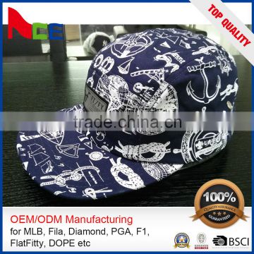 High Quality Camper Hat With Woven Label And Digital Floral Custom 5 Panel Wholesale Camper Hat