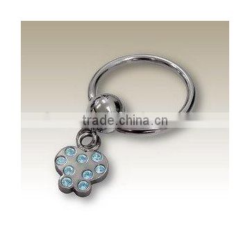 hot 316l stainless steel with hanging butterfly with crystal stones belly chains body piercing BCR ring