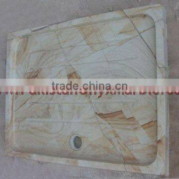 Natural Color Marble/Teakwood Marble Shower Tray,