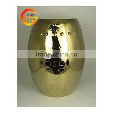 2015 new design shiny ceramic chinese gold stool