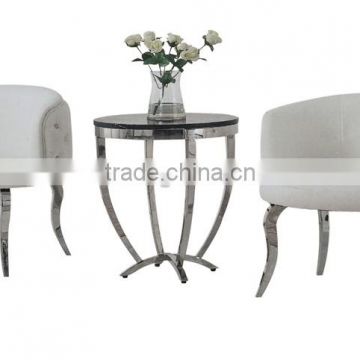 white PU mirror silver legs leisure chair