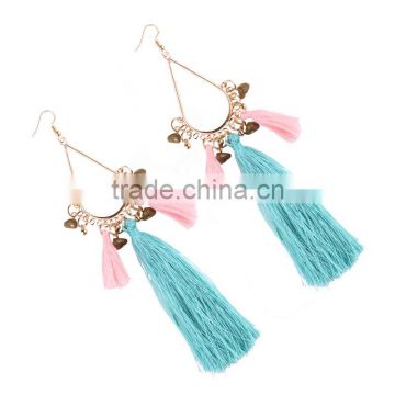 Bohemian jewelry long colorful tassel charms earrings for women