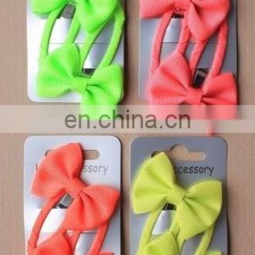 neon color fabric fashion girls snap hair clips for bow