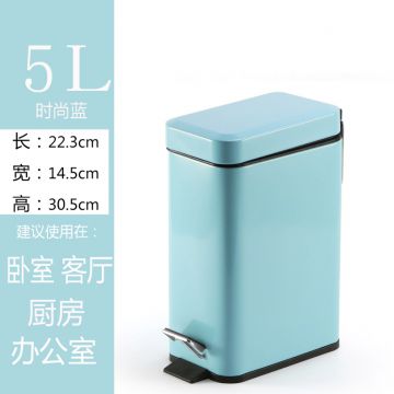 Grey Galvanized Dustbin Stainless Garbage Can Fashion Blue