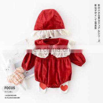 ins autumn new baby princess style doll collar romper bag fart clothes send lace hat