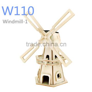 educational wooden Solar watermill toys for children